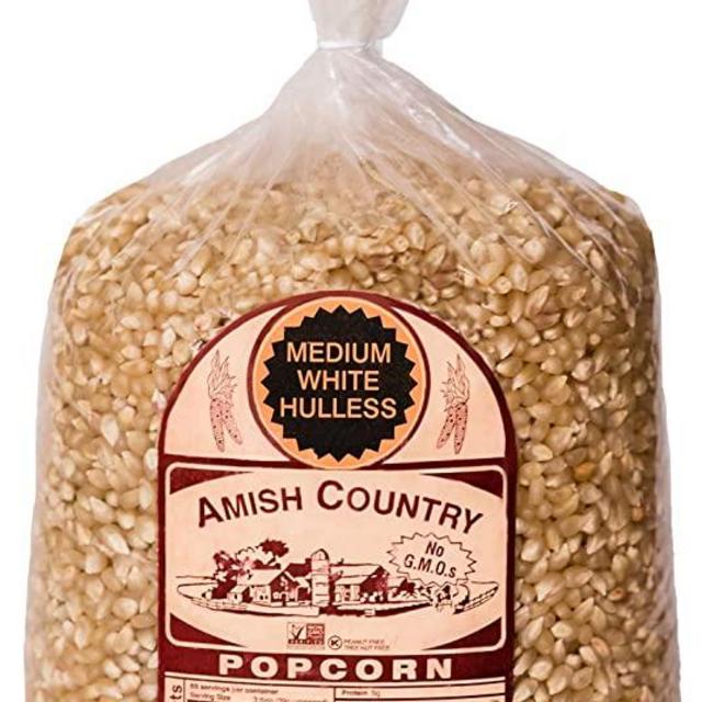 Amish Country Popcorn - 6 LB Medium White Kernels - Old Fashioned, Non GMO, and Gluten Free with Recipe Guide