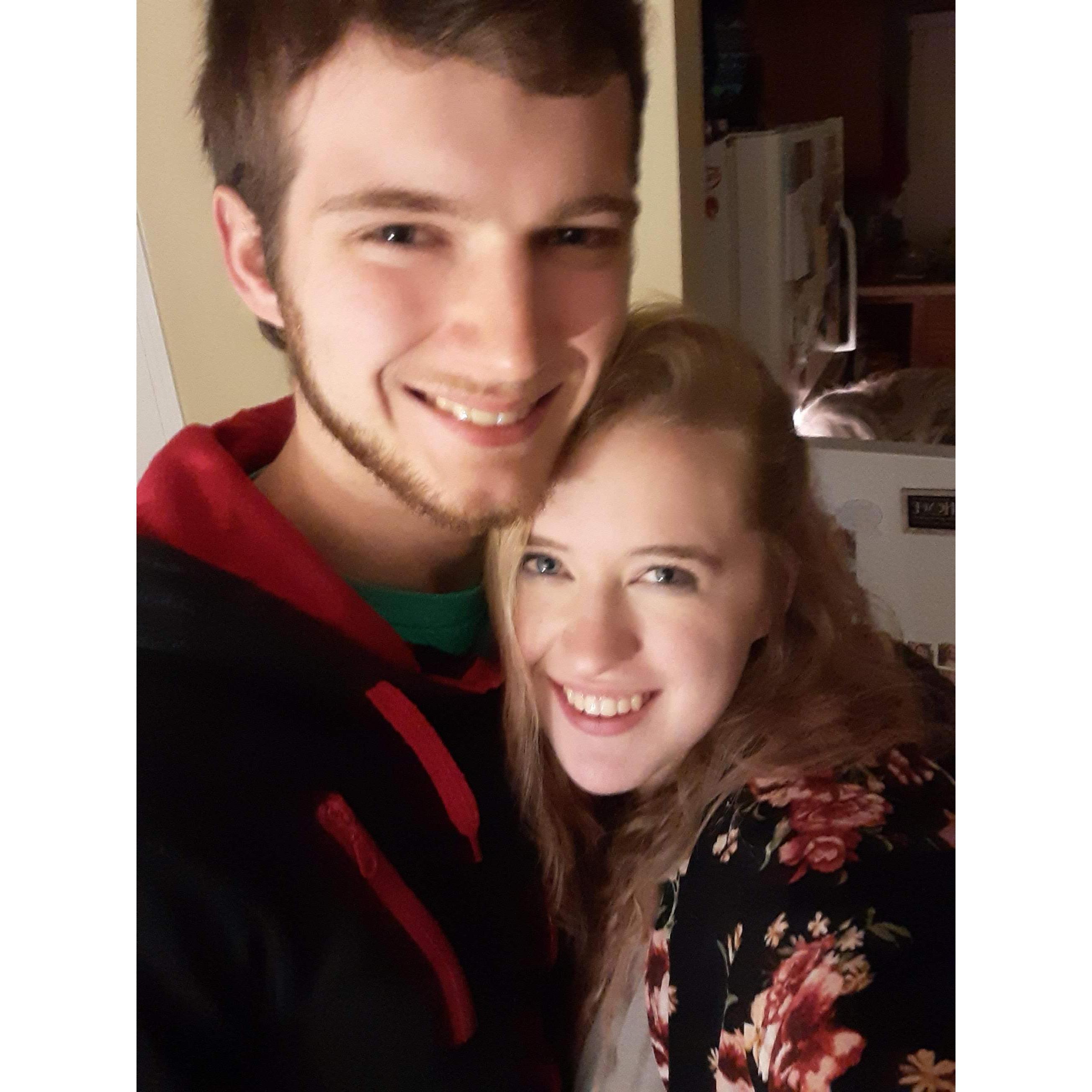 New Year's Day! Right after midnight, which explains why we both look exhausted.