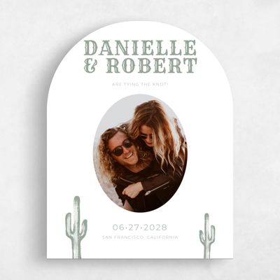 Green Arch Wedding Save the Date - Tolleson Portrait