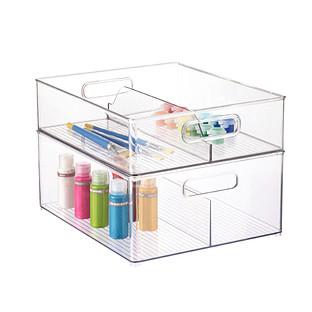 InterDesign Linus Clear Divided Stackable Bins with Handles