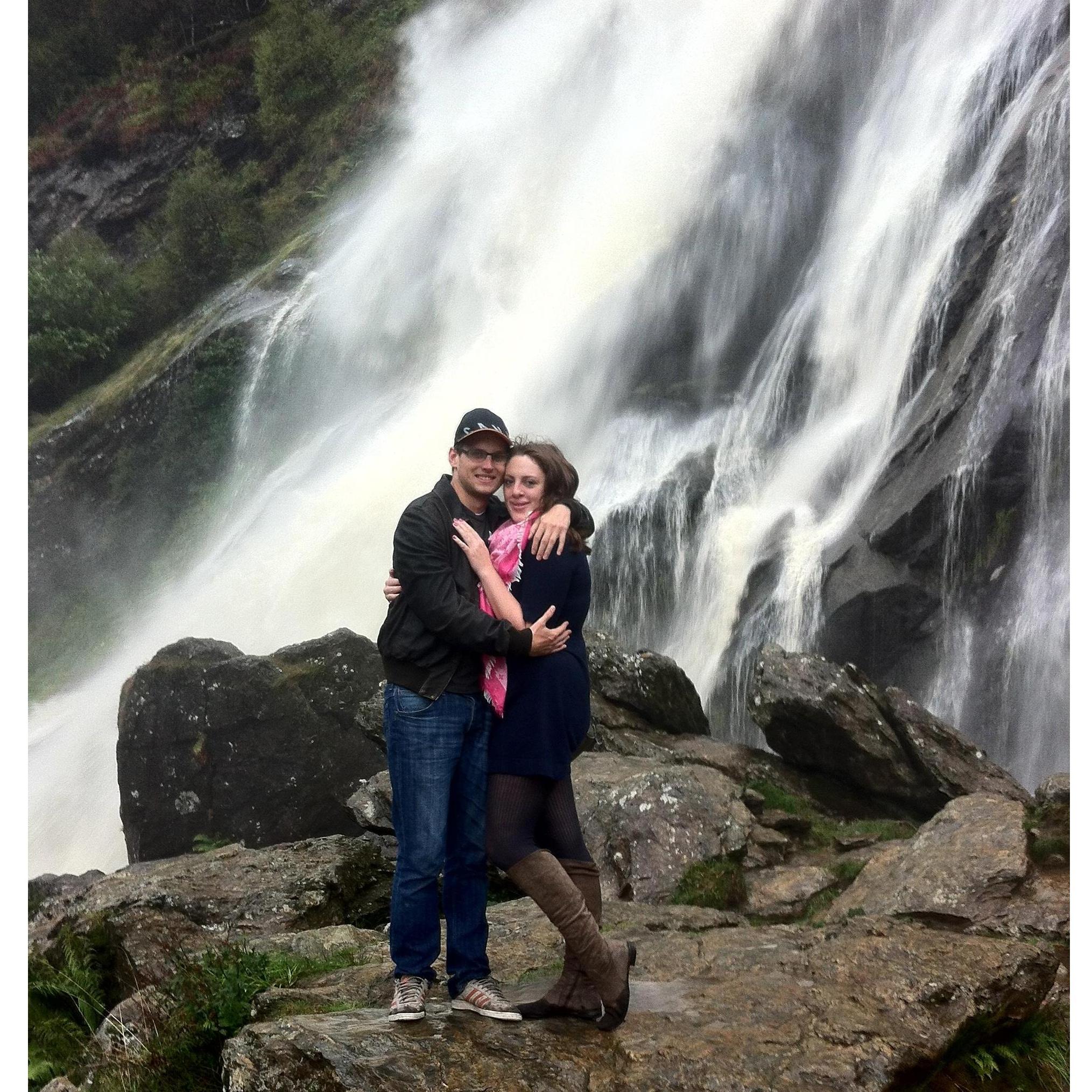 Visiting the Powerscourt Waterfall, one of Boris' first visits