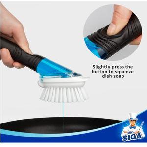 MR.SIGA Soap Dispensing Dish Brush, Kitchen Brush for Pot Pan Sink Cleaning, Black