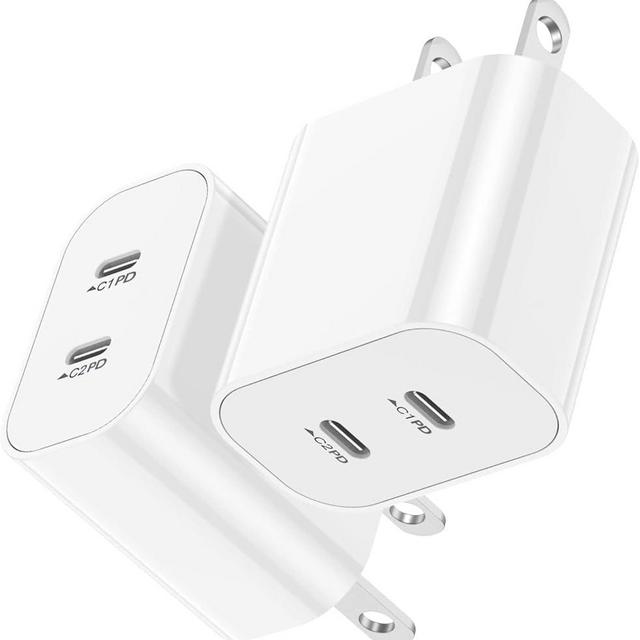 USB C Fast Charger Block,USB C Charging Block 2-Pack Type C 2in1 Dual Ports Plug Wall Charger, Fast Type C Charger for iPhone 16/16e/16 Plus/16 Pro/16 Pro Max/15 Pro Max/14/13/12/11/Xs Max/XR/X,iPad