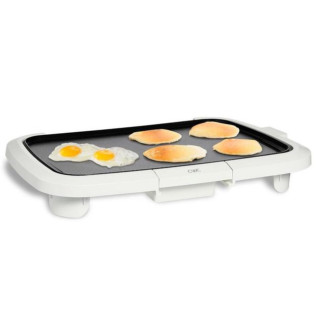 COOK WITH COLOR Electric Griddle 1200W, Nonstick Surface for Pancakes, Burgers, Eggs & More, Removable Temperature Control, Slide-Out Drip Tray, 10" x 16" Cooking Area, Cream