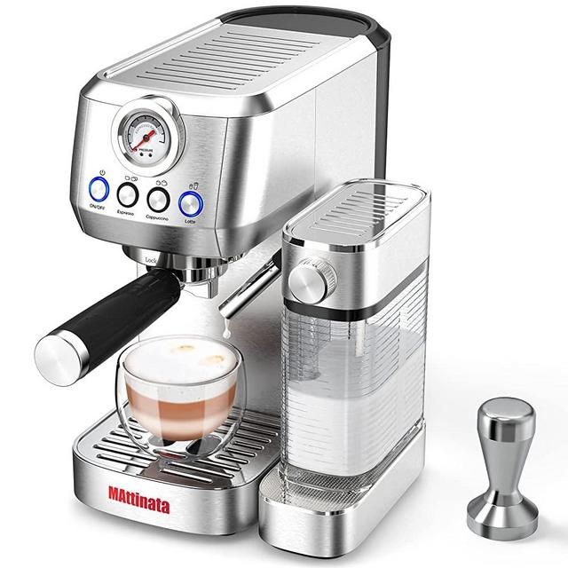 MAttinata Cappuccino, Latte and Espresso Machine, 20 Bar Stainless Steel Cappuccino Espresso Maker with Automatic Milk Frothing System, Gifts for Mom, Dad, Coffee Lovers