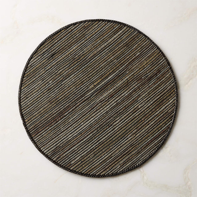 Kenith Black Round Woven Placemat