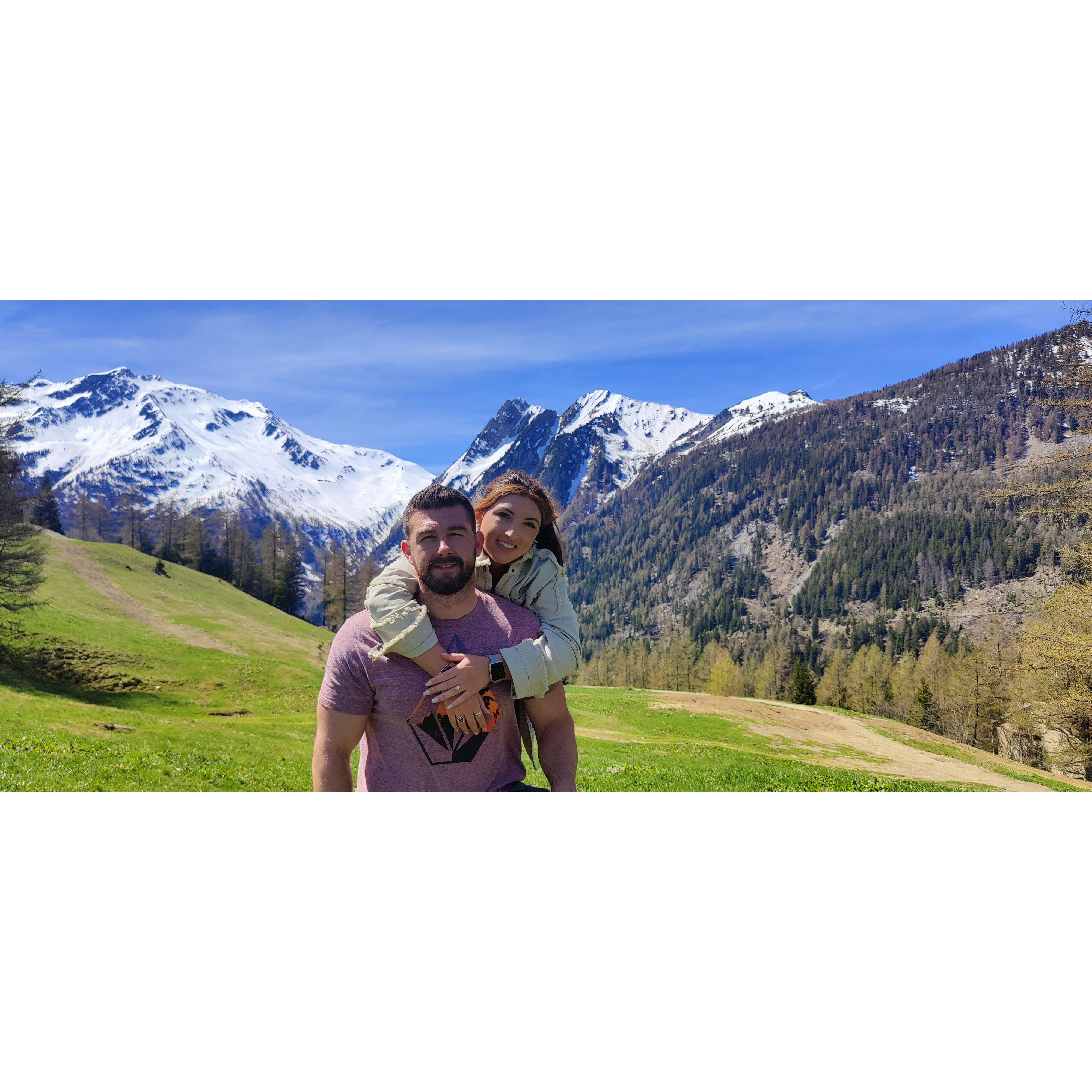We had to stop and get pics in this beautiful meadow in the middle of the French Alps the day after our engagement.