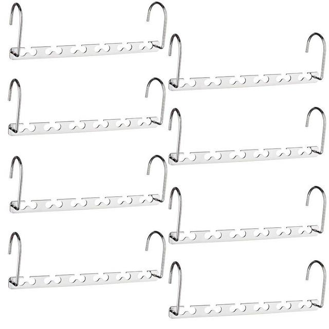 HOUSE DAY 10.5 Inch Closet Space Saving Wardrobe Clothing Magic Hangers Oragnizer Heavy Chrome Hangers, Updated Hook Design Pack of 8