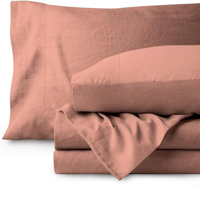 Bare Home Sandwashed King Sheet Set - Premium 1800 Ultra-Soft Microfiber Bed Sheets - Breathable Bedding - Hypoallergenic - Stain Resistant (King, Sandwashed Dusty Rose)