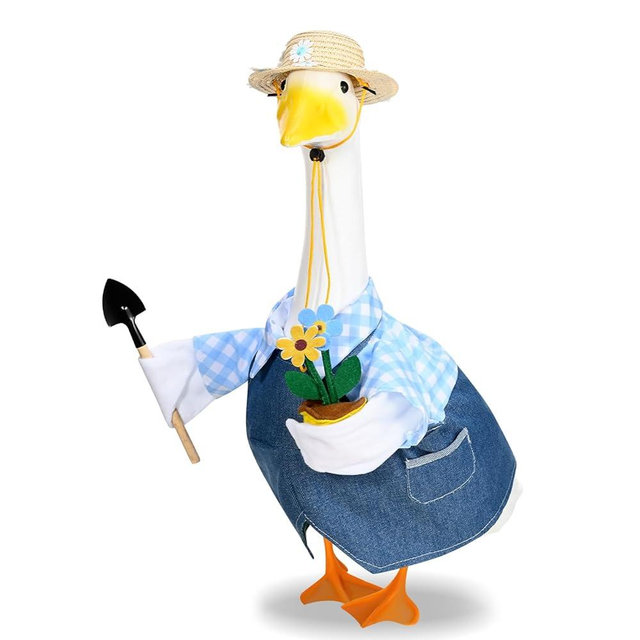 JcHrmers Gardener Porch Goose Outfits Spring Goose Outfit Cute Lawn Porch Goose Clothes Fits 23" Cement Plastic Goose Statue for Outdoor Garden Yard Patio Art Decor (Style3)