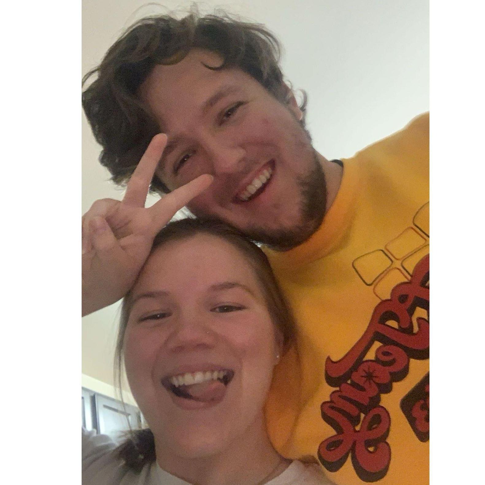 The selfie we sent to our friends to say we were officially dating!