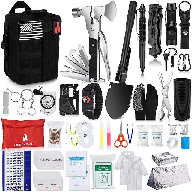 NAPASA Survival Kit 232 pcs Professional Survival Gear Emergency Tactical First Aid Kit Outdoor Trauma Bag for Men Women Adventure Camping Hiking Hunting