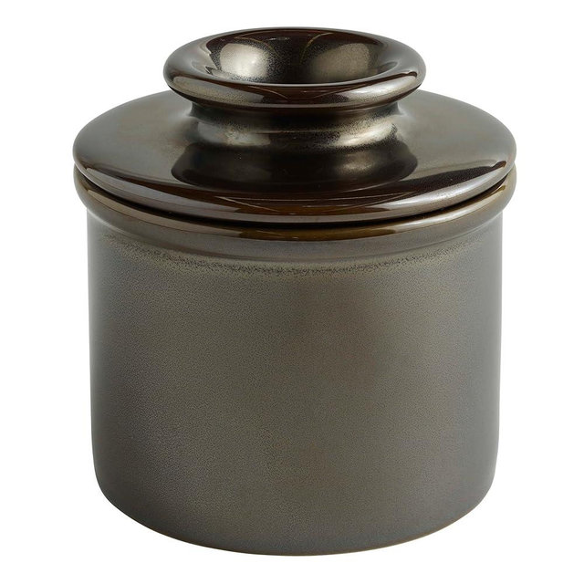 Butter Bell - The Original Butter Bell crock by L Tremain, a Countertop French Ceramic Butter Dish Keeper for Spreadable Butter, Dragon Steel Metallic