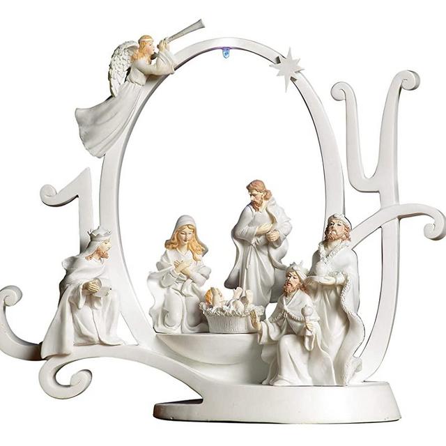 Collections Etc Lighted Joy Nativity Christmas Scene Holiday Indoor Sculpture