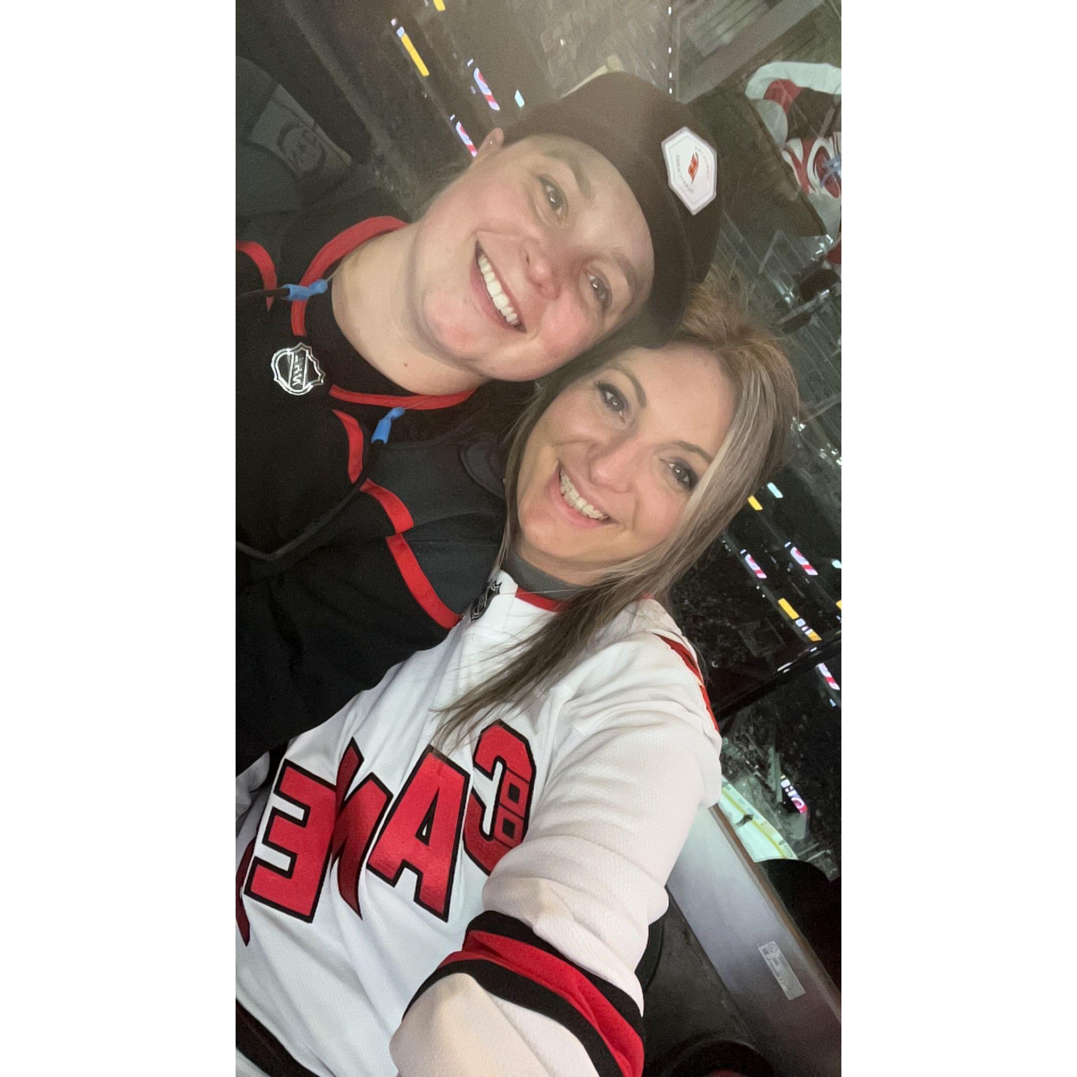 When I finally convinced Britt to pull for the Hurricanes and not the Bruins!
