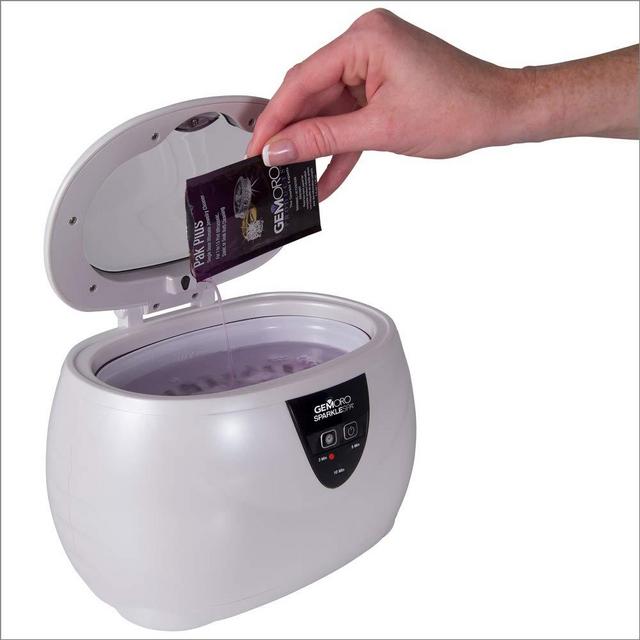 GemOro 1783 Sparkle Spa Personal Ultrasonic Cleaner with 3 User-Programmable Timed Cleaning Cycles, Premium Pearl Finish