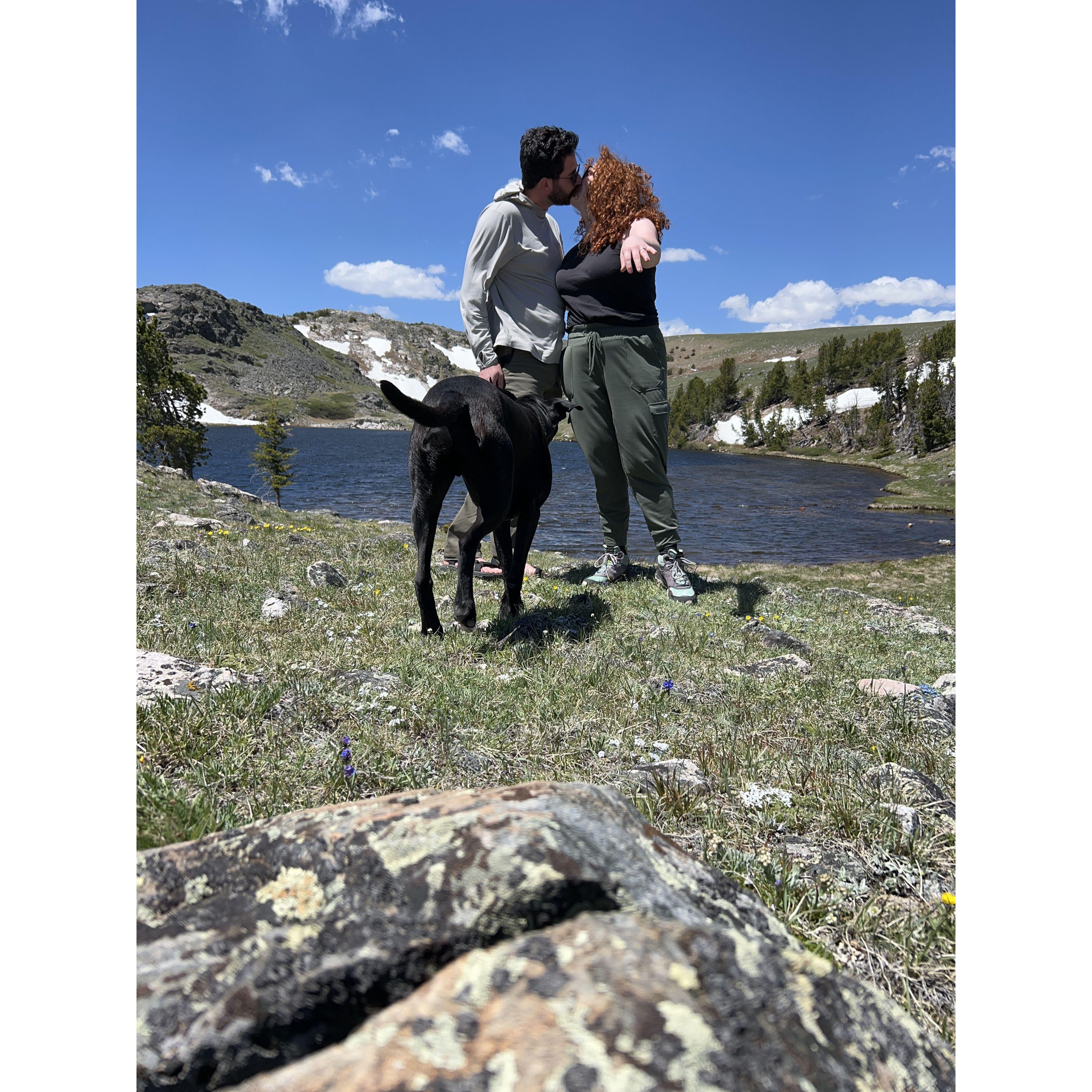 Engaged at Line Lake! Spoiler alert, McKenzie said yes! And we were only upstaged by Saul's booty in half the photos.
