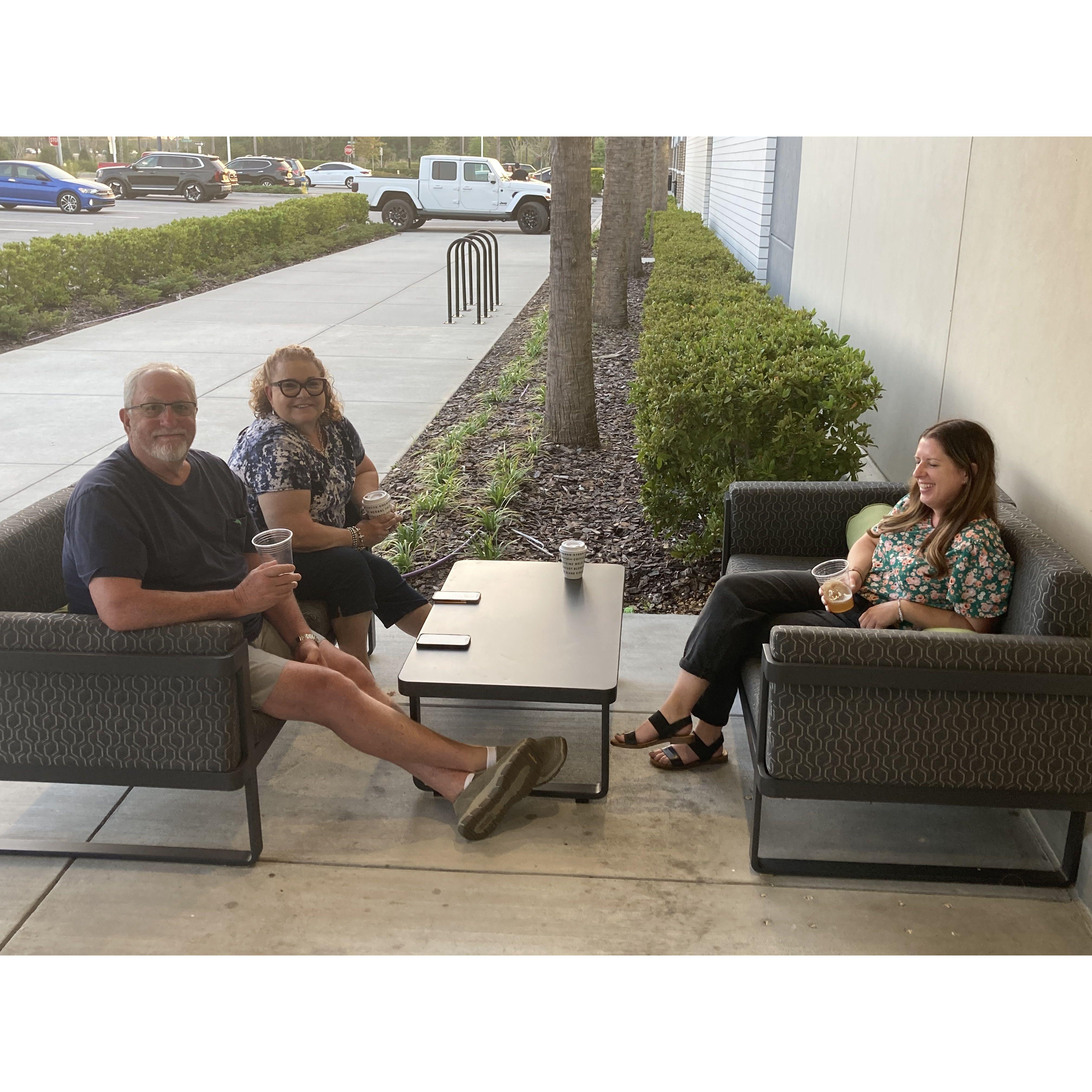 First time Jenn met Jonathan's parents, of course met at Publix Greenwise for drinks.