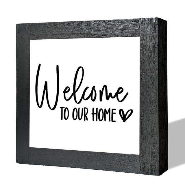 Welcome Sign, Wooden Box Signs for Home Decor, Freestanding Welcome Decor Sign, Farmhouse Decor for Entryway, Front Door Decor, Porch Decor, Housewarming Tabletop Decor, Welcome To Our Home (C4)