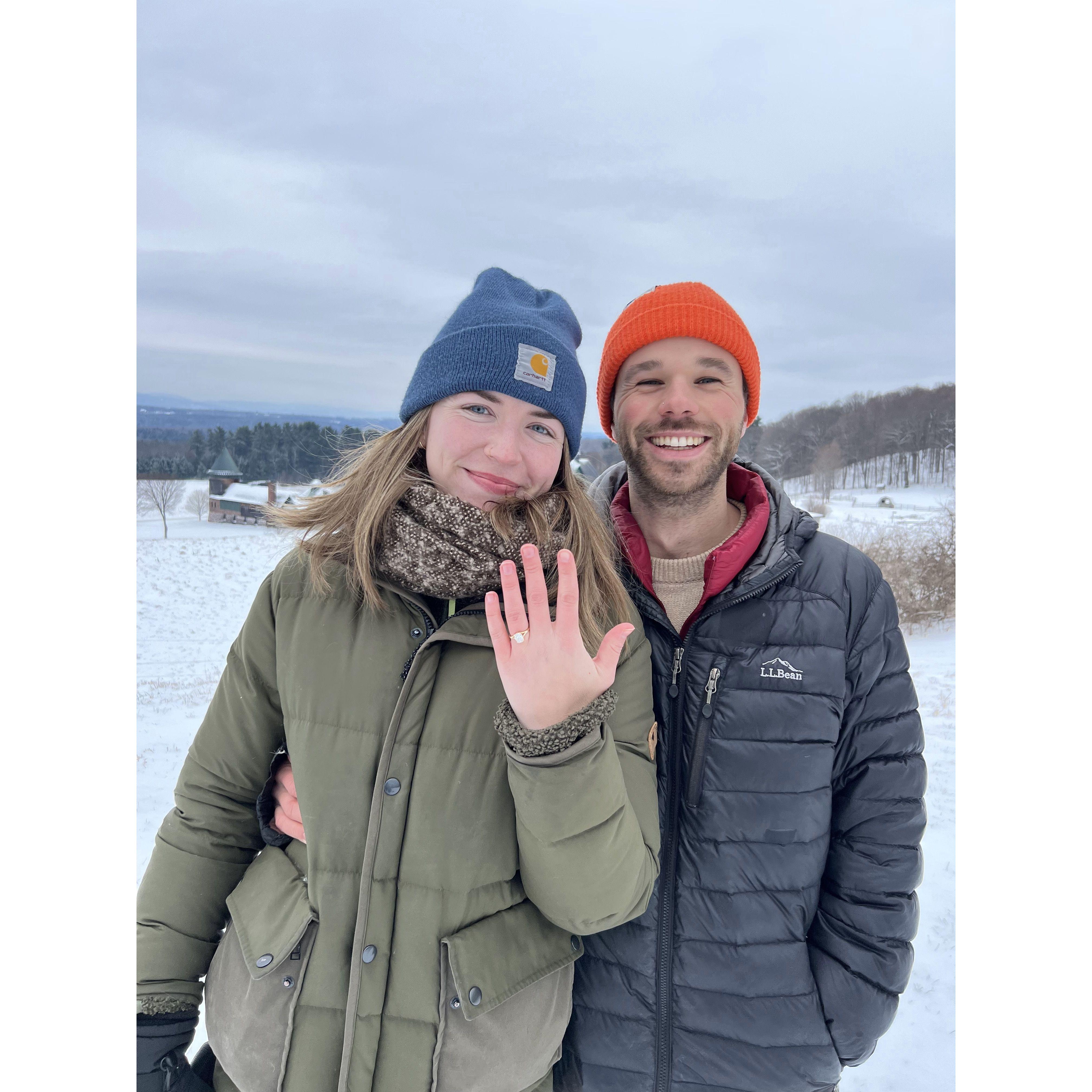 Our Engagement at Shelburne Farms on Christmas Eve!