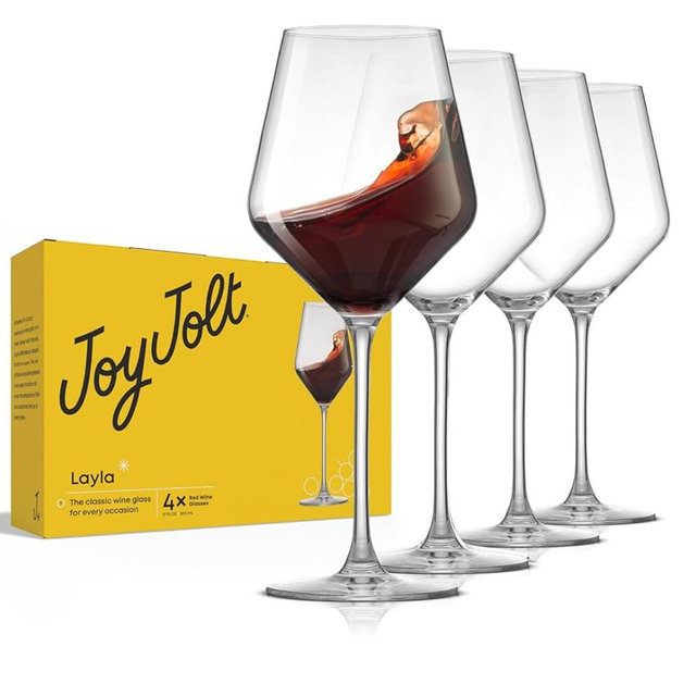 JoyJolt Layla Italian Red Wine Glasses, Set of 4, 17 oz Clear – Made in Europe