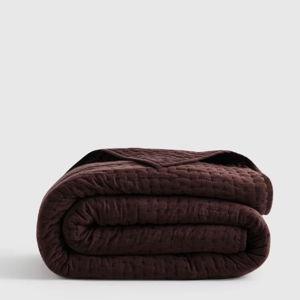 European Linen Cotton Stitch Quilt in Espresso King/Cal King