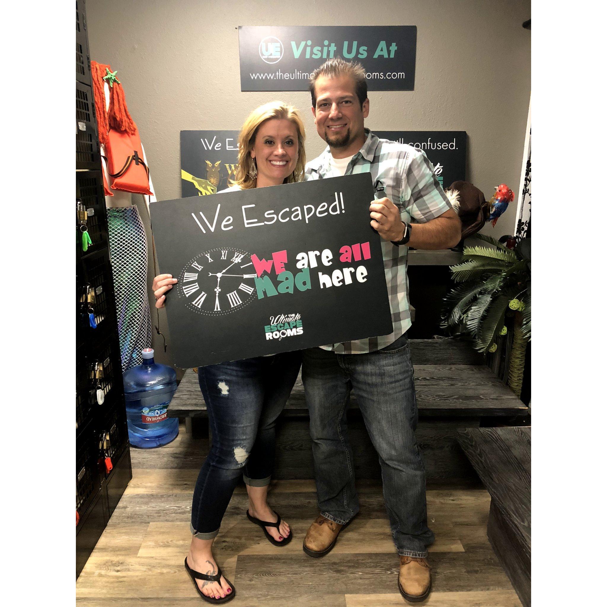 Our First Date was our first adventure. We escaped from the "we're all mad here" Escape Room!!