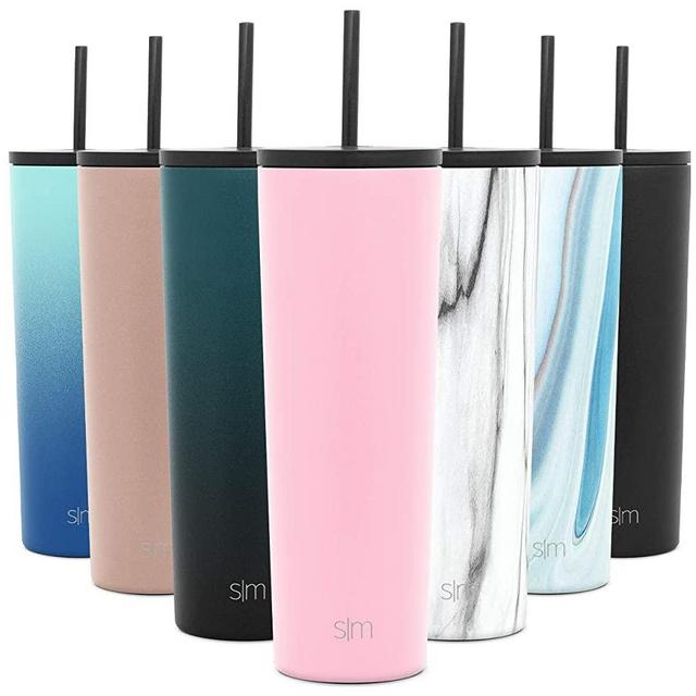 Simple Modern 28oz Classic Tumbler with Straw Lid & Flip Lid - Travel Mug Gift Vacuum Insulated Coffee Beer Pint Cup - 18/8 Stainless Steel Water Bottle -Blush