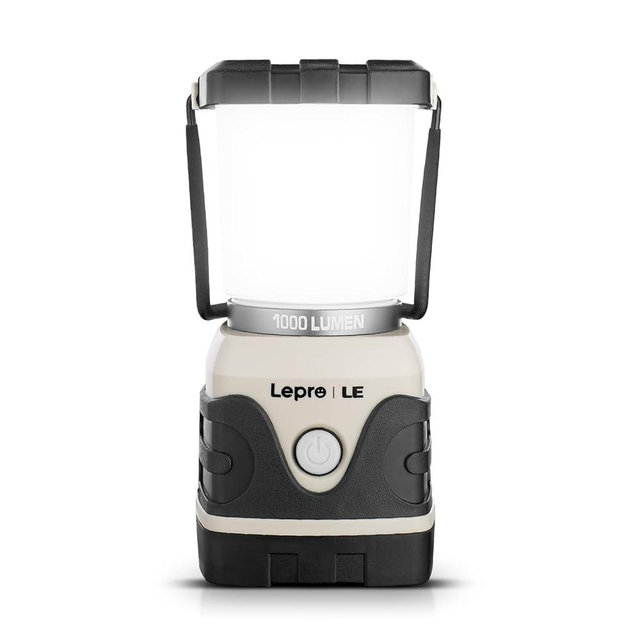 Lepro 1000LM Battery Powered LED Camping Lantern, White Tent Light with 4 Light Modes, Camping Essentials, Waterproof Lantern Flashlight for Camping, Emergency Light, Power Outage, Not Rechargeable