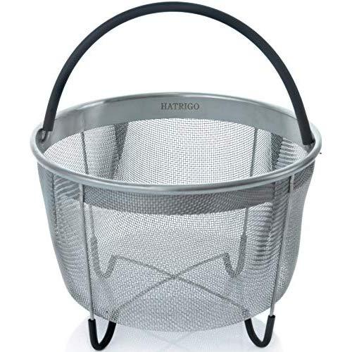 Top Rated Hatrigo Steamer Basket for Pressure Cooker Accessories 6qt [3qt 8qt avail] Compatible with Instant Pot Accessories Ninja Foodi, Strainer Insert with Silicone Handle, IP 6 Quart