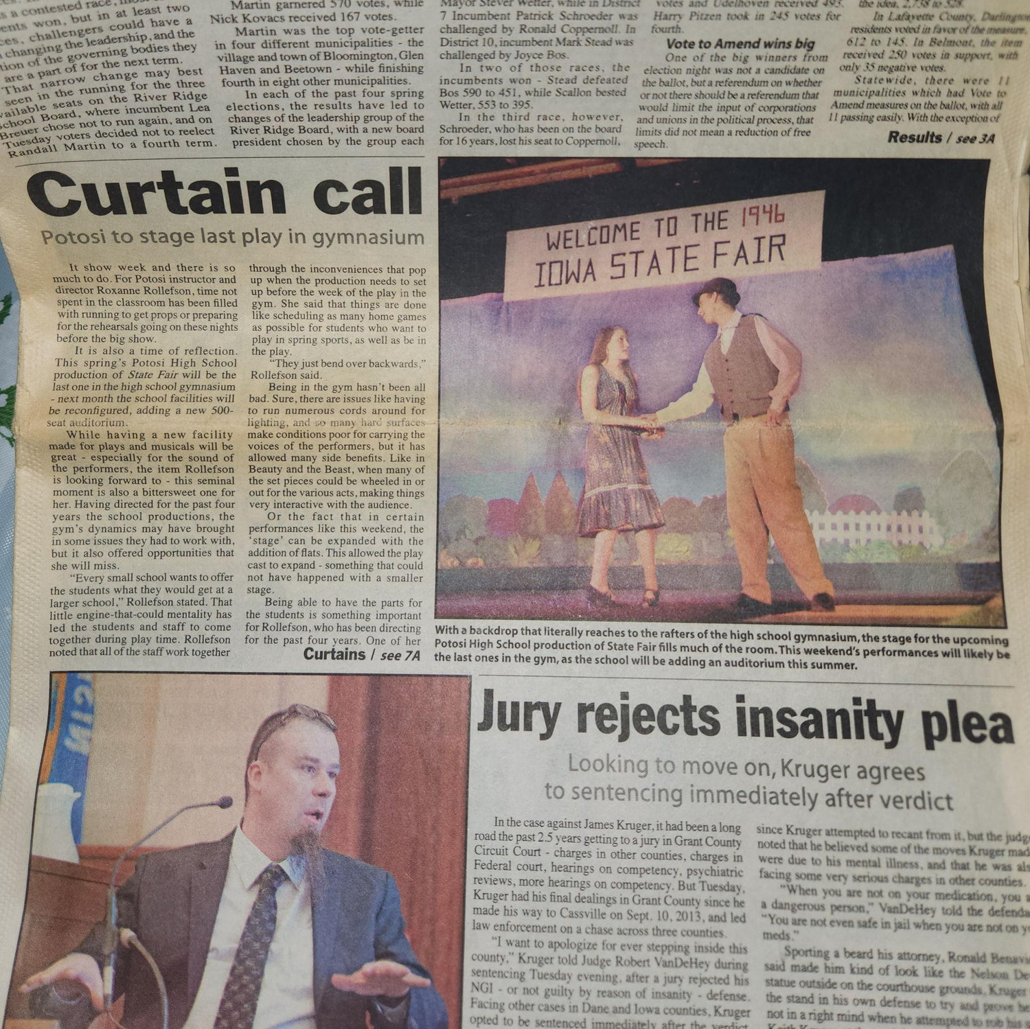 Kate and Tristehn made the newspaper for "State Fair"! Too bad they didn't get a picture of their first kiss...
