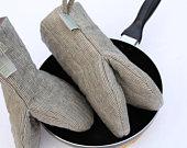 100% linen oven mitts, Pot holders, Eco...