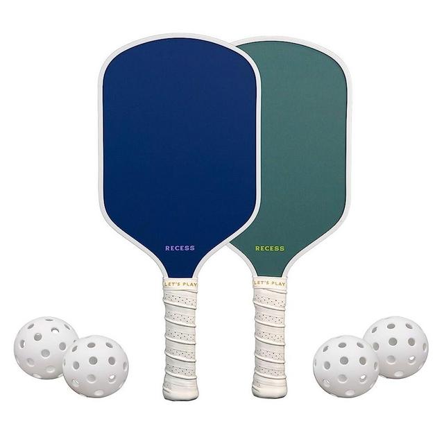 Recess Pickleball Starter Set of Two (2) Premium Pickleball Paddles and Four (4) Pickle Balls - Lightweight, Honeycomb Core & Comfort Grip Handles - USAPA Approved - Perfect for Beginners