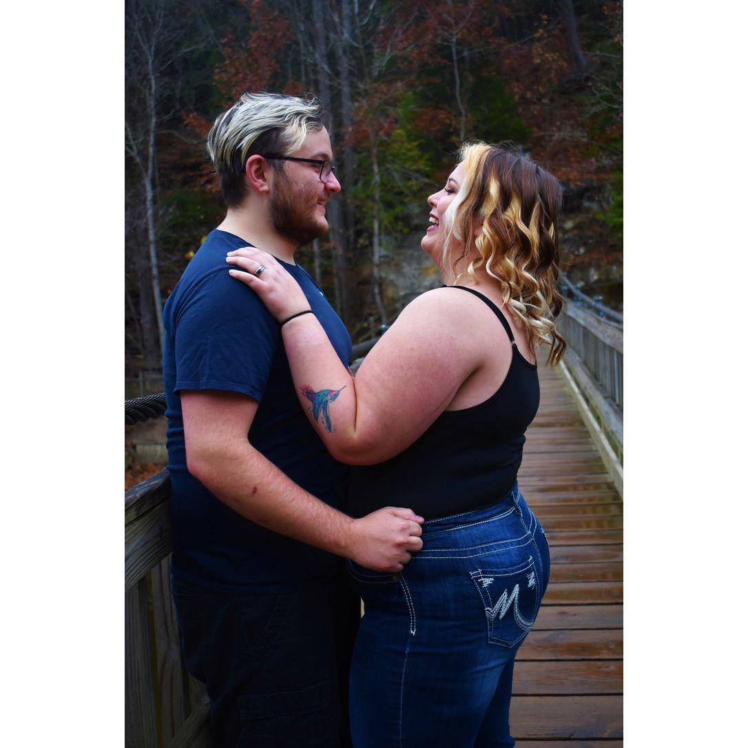 We were trying to get a cute photo of him pulling me in and instead he yanked my belt loops and ripped it