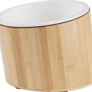 Frisco Slanted Non-Skid Elevated Bamboo Melamine Bowl with Bamboo Stand