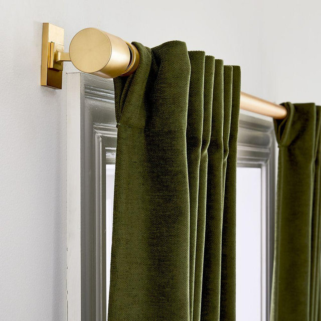 Worn Velvet Blackout Curtain, Tarragon, 48"x84"
