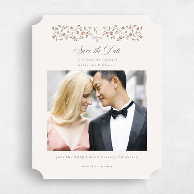 Beige Ticket Wedding Save the Date - Siofra Photo