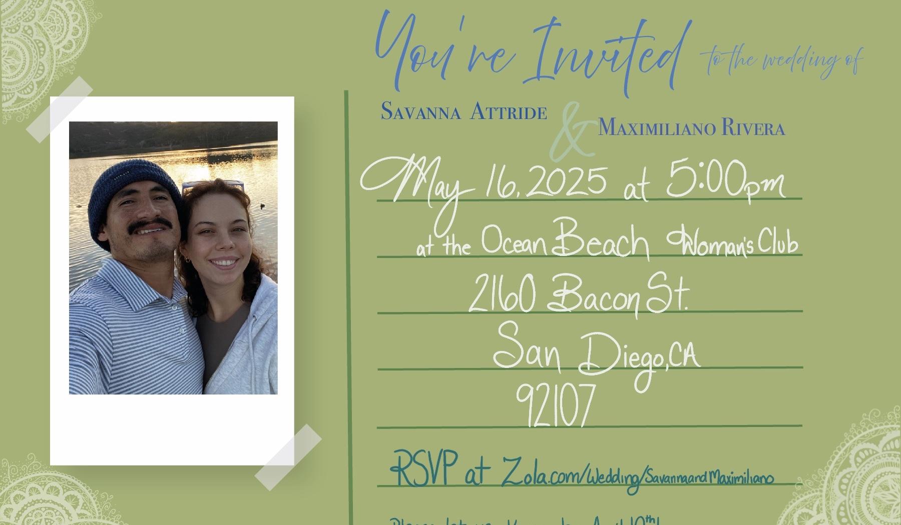 The Wedding Website of Savanna Attride and Maximiliano Rivera