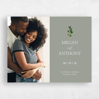 Dark Sage, Green Wedding Save the Date - Gingerwood Photo