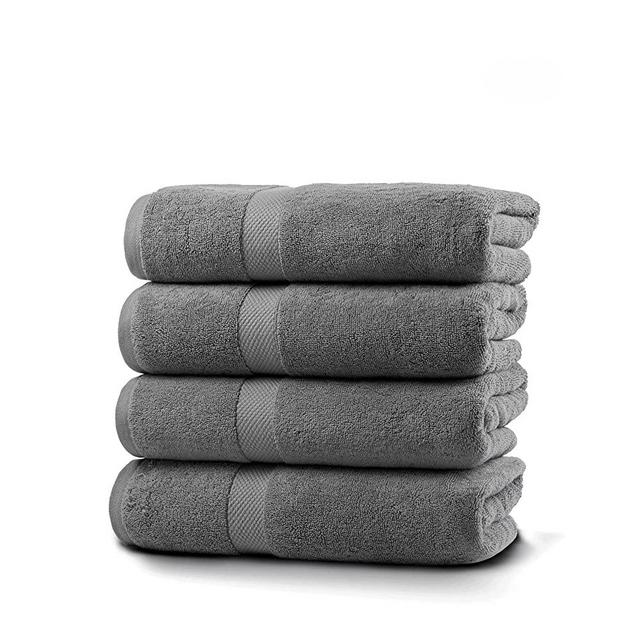 Villa Celestia Shower Towels for Bathroom - 100% Cotton Grey 4 Piece Luxury Bath Towels, Highly Absorbent and Quick Dry, 700 GSM Bathing Towel Set for Hotels & Spa (27"X54")