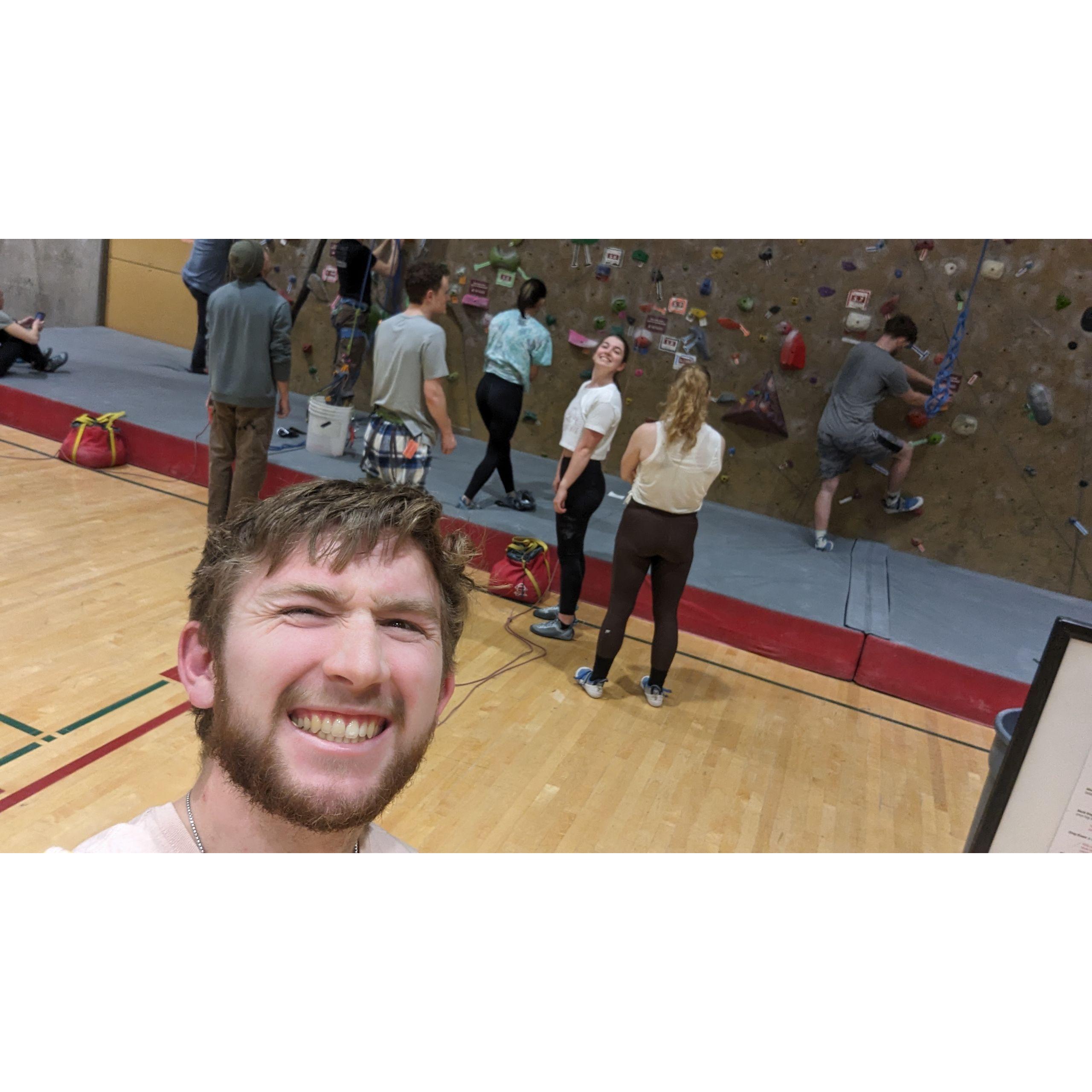 Climbing at the WSU rock climbing gym