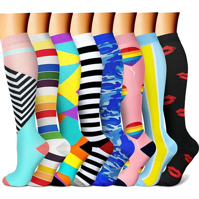 CHARMKING Compression Socks for Women & Men Circulation 8 Pairs 15-20 mmHg is Best Support for Athletic Running Cycling