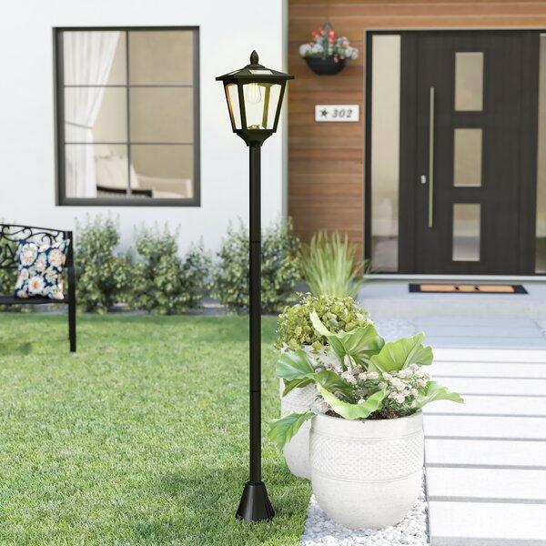 Lamotte Street Vintage Outdoor Garden 70" LED Solar Lamp Post