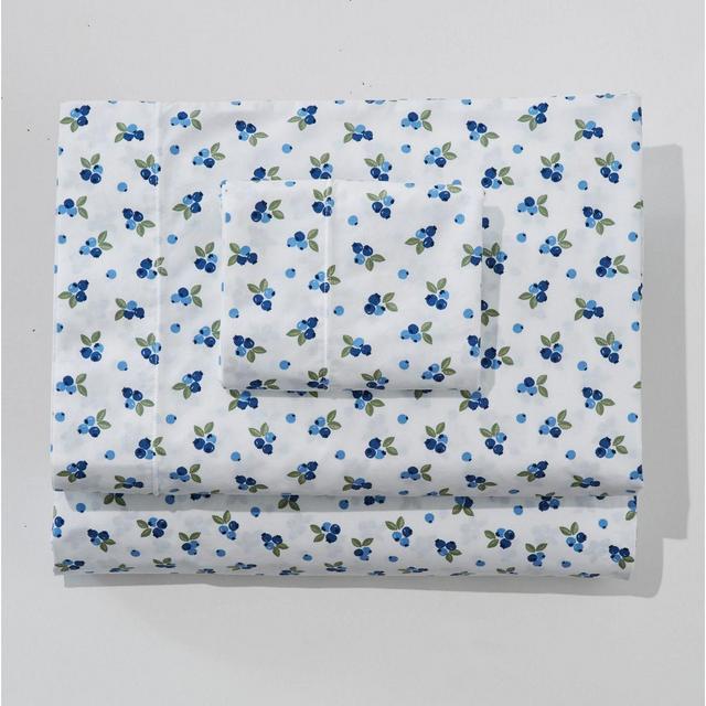 Queen Blueberry Percale Sheet Collection