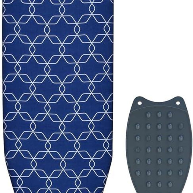 RIZTAIK Classic Ironing Board, Compact and Space Saver,Size 43 x 13 Ironing Board, Extra Wide Ironing Area with Extra Thick Heavy Duty Padded, Stable Structure,Easy to Fold (Blue Geometry)