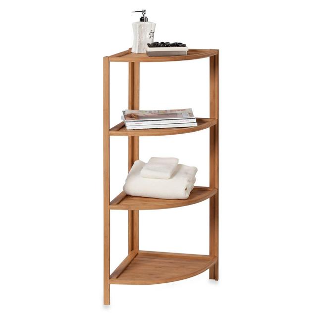 EcoStyles 4-Shelf Bamboo Corner Tower