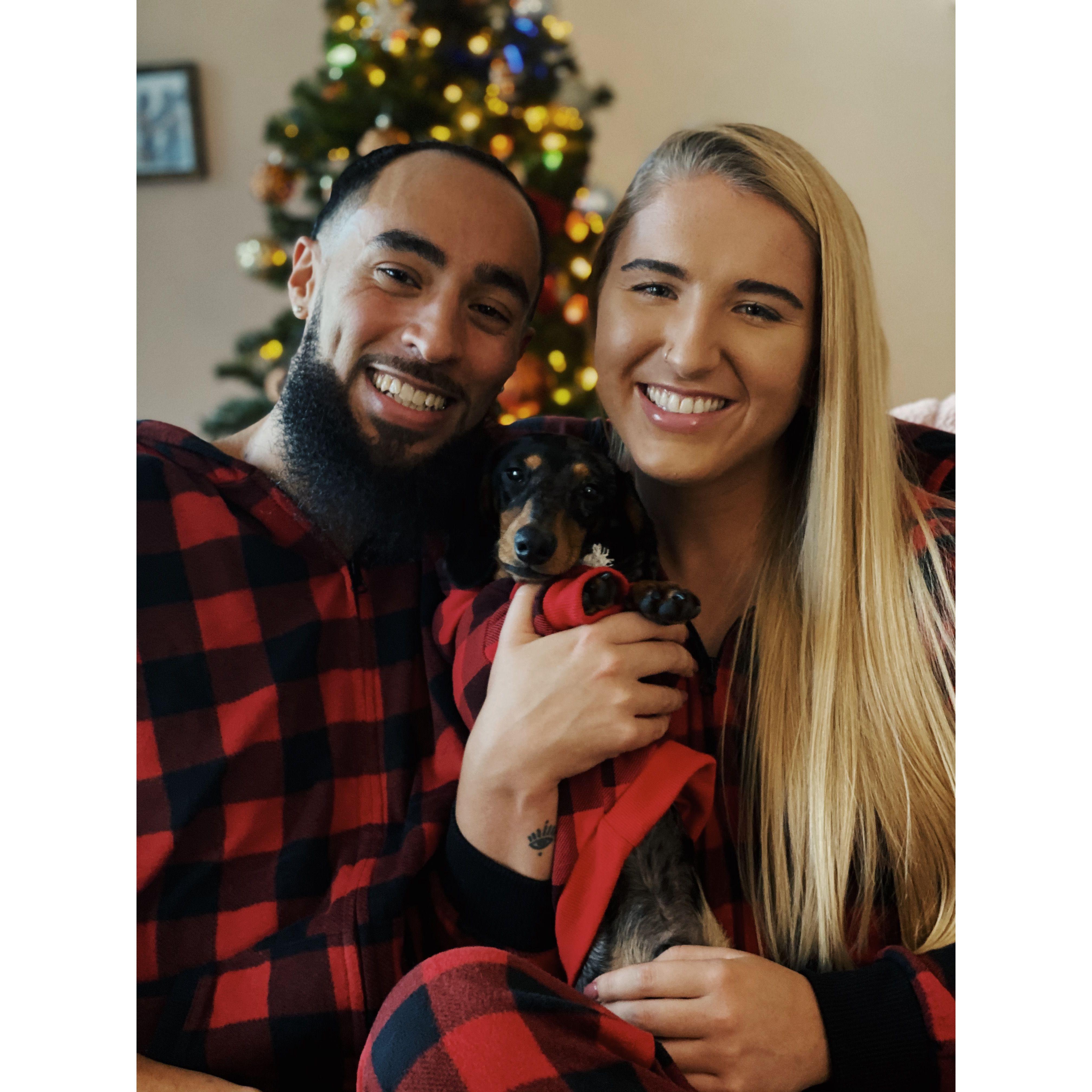 Our first Christmas card as a family of three. It was our first one all together in the apartment.