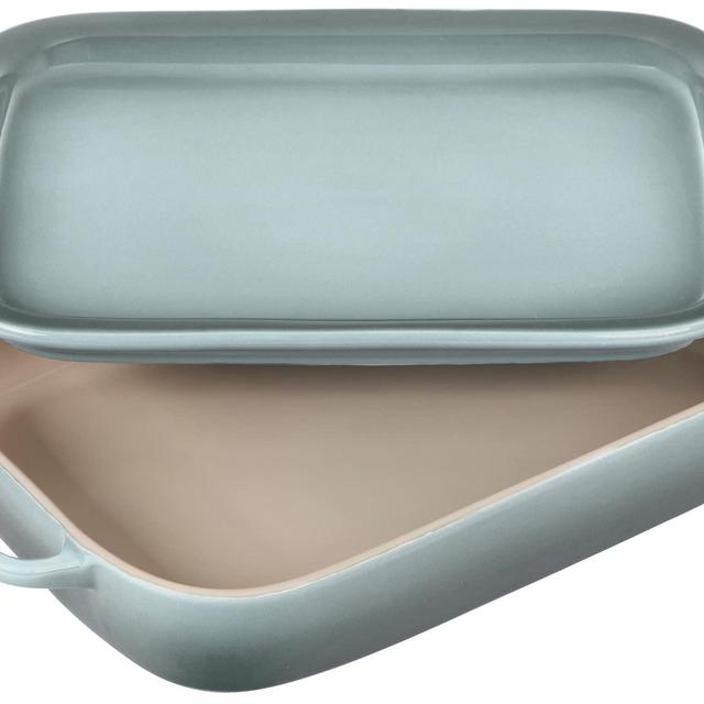 Le Creuset Stoneware Rectangular Dish with Platter Lid, 14 3/4" X 9", Sea Salt