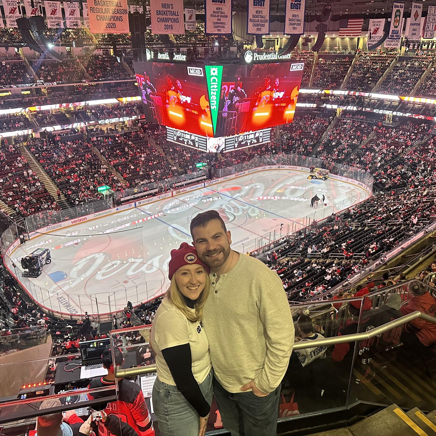 Enjoying the Devils game with Kevin and Shannon