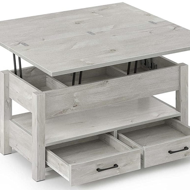 Rolanstar Coffee Table Lift Top, Multi-Function Convertible Coffee Table with Drawers and Hidden Compartment, Coffee Table Converts to Dining Table for Living Room, Home Office,Grey